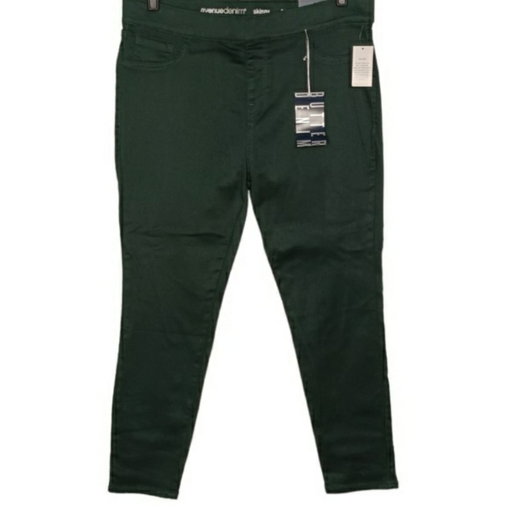 AVENUE DENIM Green Pull On Skinny Jeggings Size 20 Average NWT